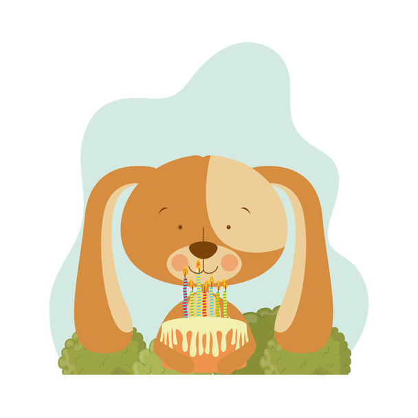 心とケーキとかわいい子犬 - ベクター画像