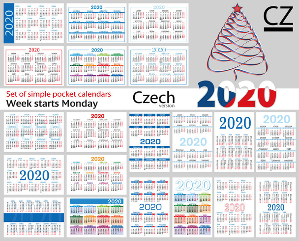 Tsjechische set Pocket kalenders voor 2020 - Vector, afbeelding