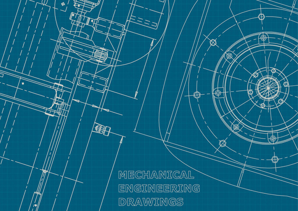 Blueprint. Corporate style. Instrument-making drawings - Vector, Image