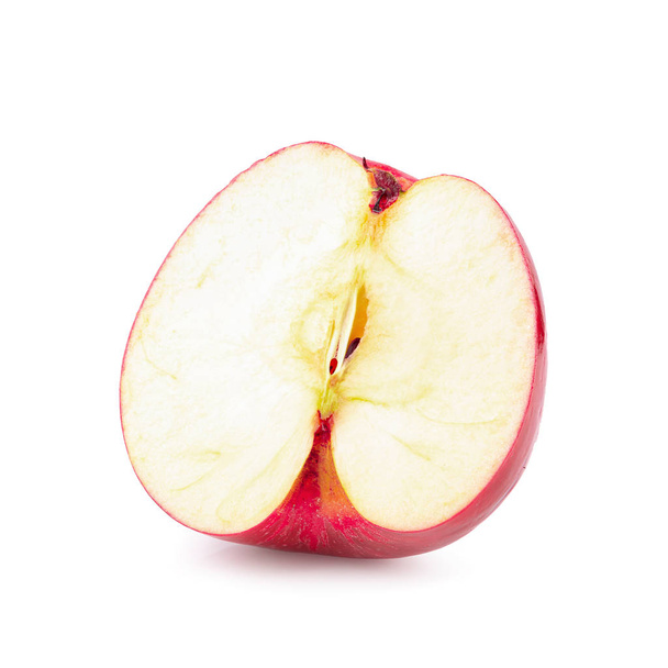 白い背景で隔離赤いりんご全体の部分 - 写真・画像