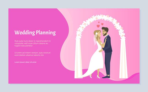 Planificación de bodas, gente celebrando el Día de Compromiso
 - Vector, Imagen