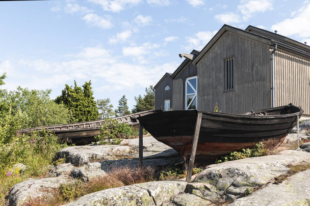 Aland Islands, Finland - July 12, 2019 - A fishing village in Eckero. - Foto, Bild