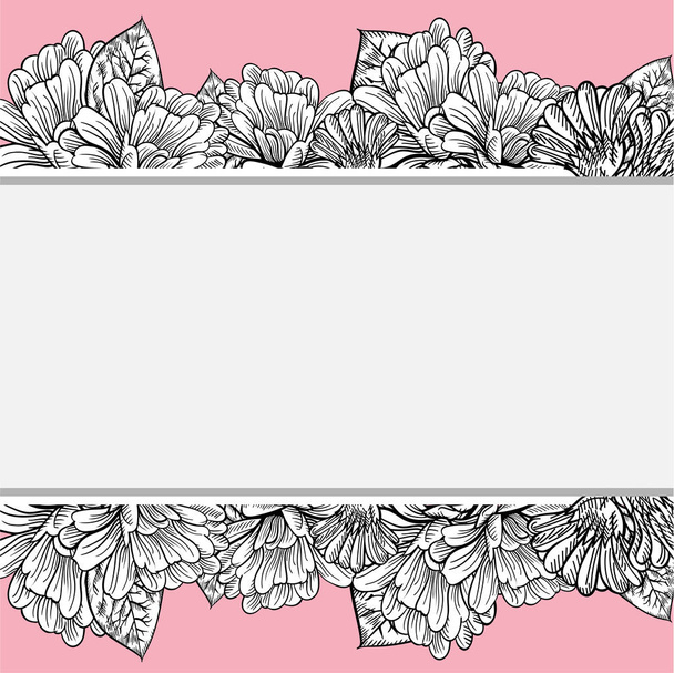 πανό λουλούδια ευχετήρια κάρτα σαλόνι αφίσα σκίτσο γραφική απεικόνιση - Διάνυσμα, εικόνα