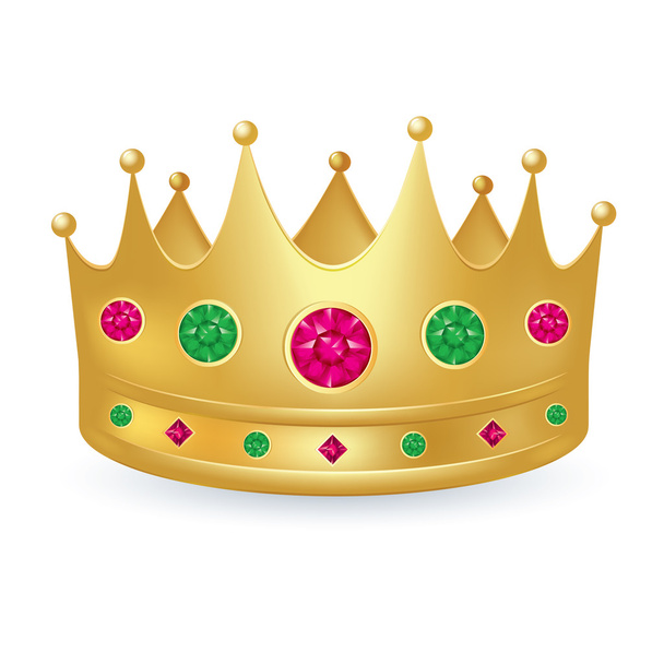 Gold crown with gems - Vector, Image