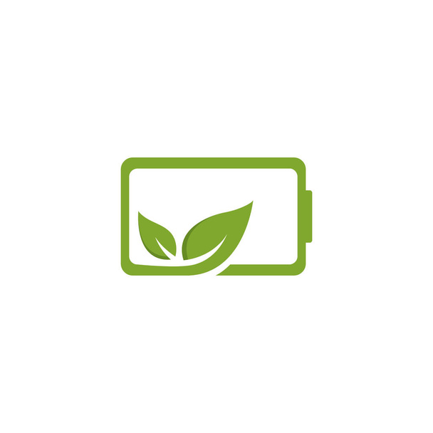 Eco green Battery logo vector icon illustration - Vector, Image