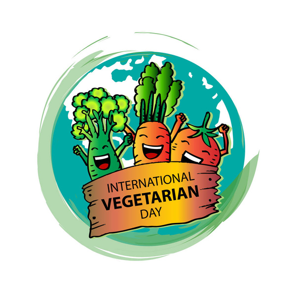 Koncept mezinárodního vegetariánského dne. 1. říjen - Vektor, obrázek