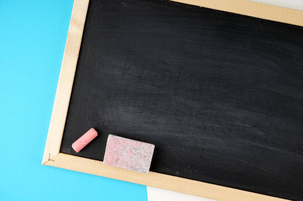 empty space on black board for education and chalk, copy space - Zdjęcie, obraz