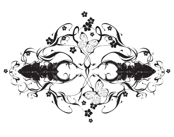 Декоративна графіка з квітами і жуками
 - Вектор, зображення