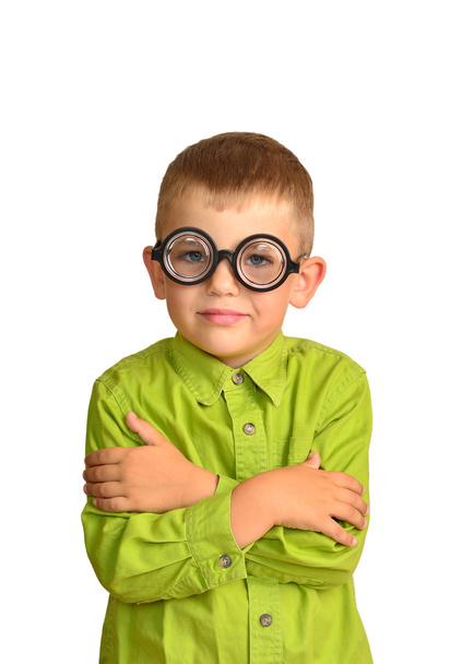 Niño en gafas graciosas
 - Foto, Imagen