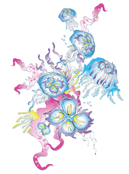 Vektor Unterwasser Blumen Grafik - Vektor, Bild