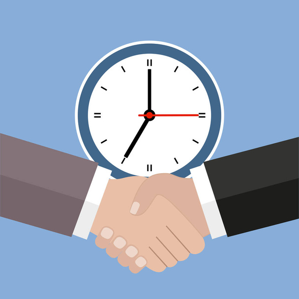 Handshake and Management icon and countdown, deadline, planning symbol, schedule. - Vektor, Bild