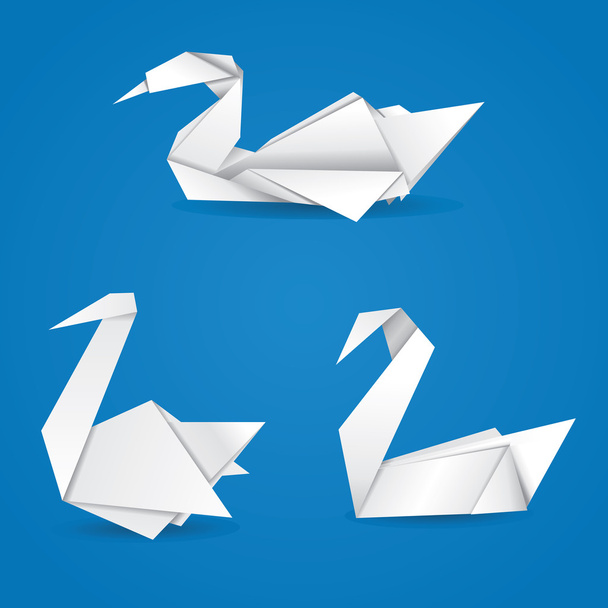 Cisnes de origami
 - Vector, Imagen