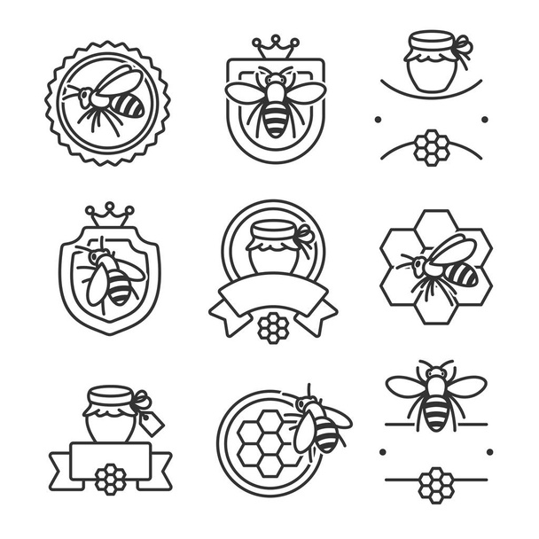 Honey labels and elements set. Collection  icon honey. Vector - Vektor, kép