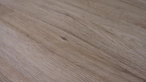 Diagonal style of newly installed finished hardwood floor boards with dark grains and dark clear natural oak wood floor color. - Footage, Video
