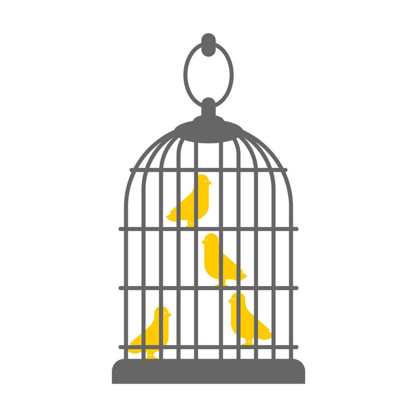 Vogel in kooi geïsoleerd. Symbool van bondage. vector illustratie - Vector, afbeelding