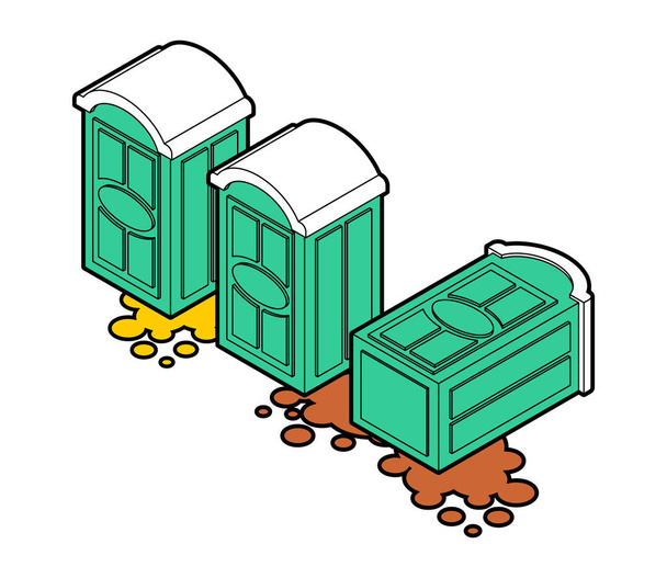 Portable toilet fell and shit leaked. vector illustration - Vector, afbeelding