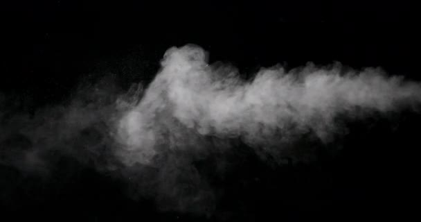 Fehér füst Trail izolált fekete háttér - Felvétel, videó