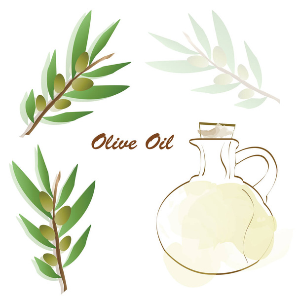 olijfolie advertentie-Olive Tree vector-fles met olijfolie vector - Vector, afbeelding