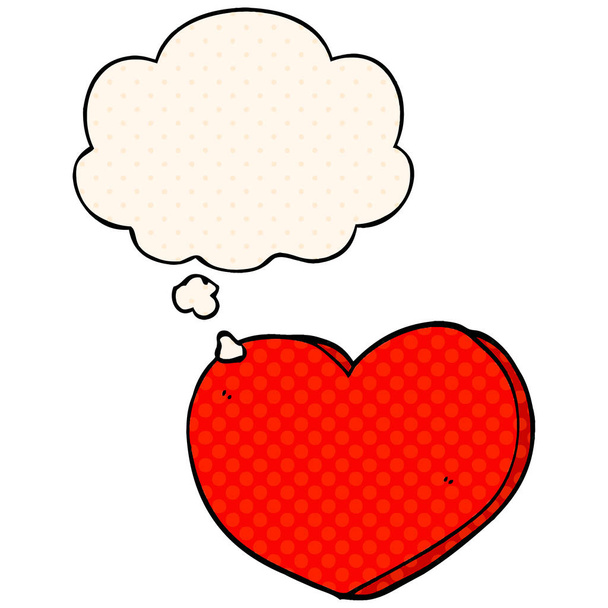 καρτούν καρδιά και φούσκα σκέψης σε στυλ κόμικ - Διάνυσμα, εικόνα