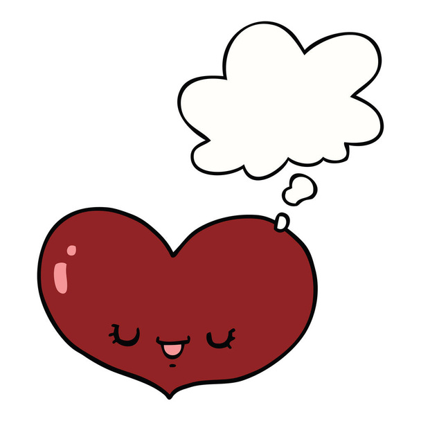 καρτούν αγάπη καρδιά χαρακτήρα και φούσκα σκέψης - Διάνυσμα, εικόνα