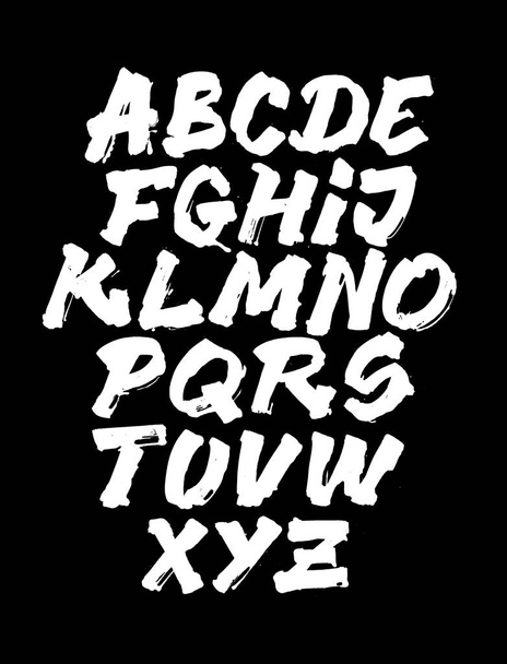 Grungy calligraphy hand lettering font. Vector alphabet - Vetor, Imagem