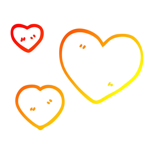 meleg színátmenet vonal rajz karikatúra szerelem szívek - Vektor, kép