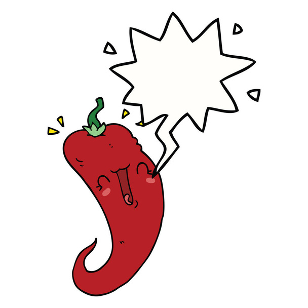cartoon chili pepper and speech bubble - Vector, Image