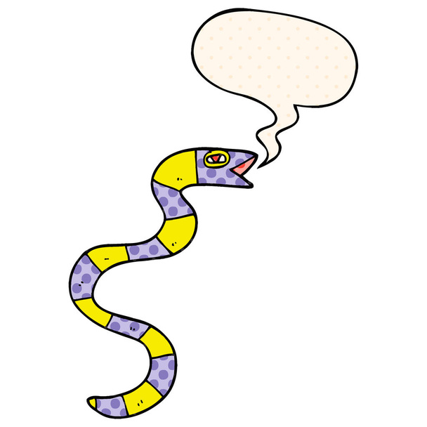 шипящий мультяшный змей и речевой пузырь в стиле комиксов
 - Вектор,изображение