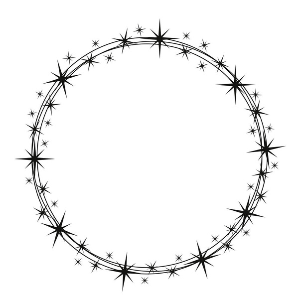 Marco Stardust. Marco brillante del círculo de la estrella, sello estrellado del brillo y
 - Vector, Imagen