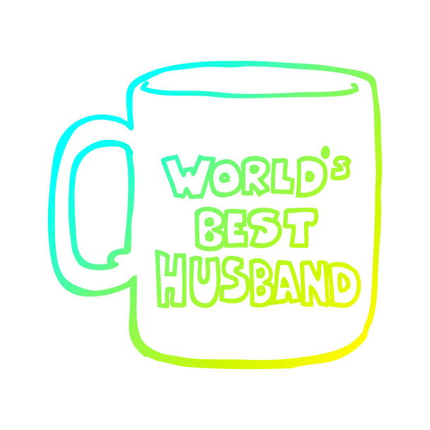 cold gradient line drawing worlds best husband mug - Vector, Image