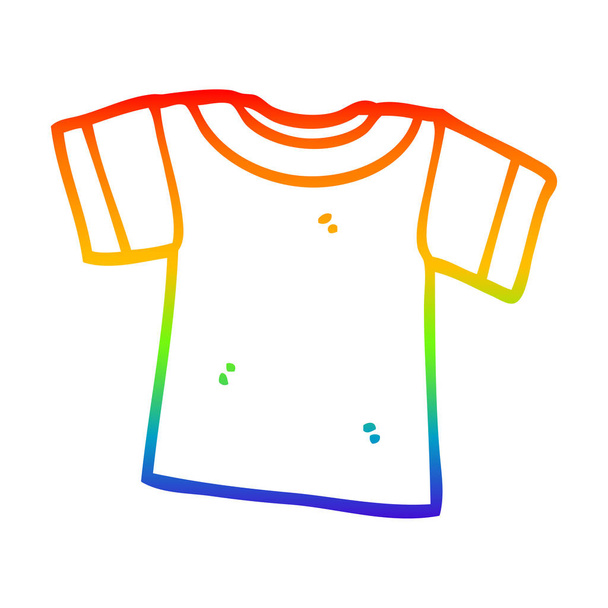 rainbow gradient line drawing cartoon tee shirt - Vector, Image