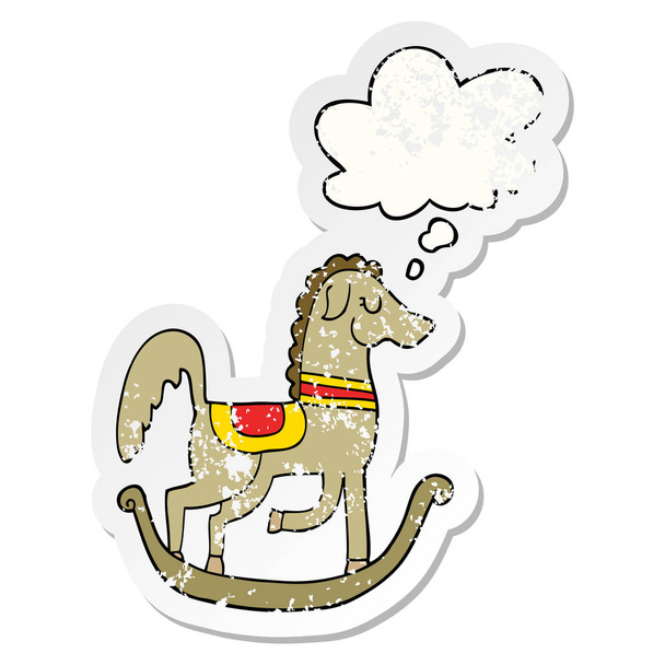 desenho animado cavalo de balanço e bolha pensamento como um desgastado st angustiado
 - Vetor, Imagem