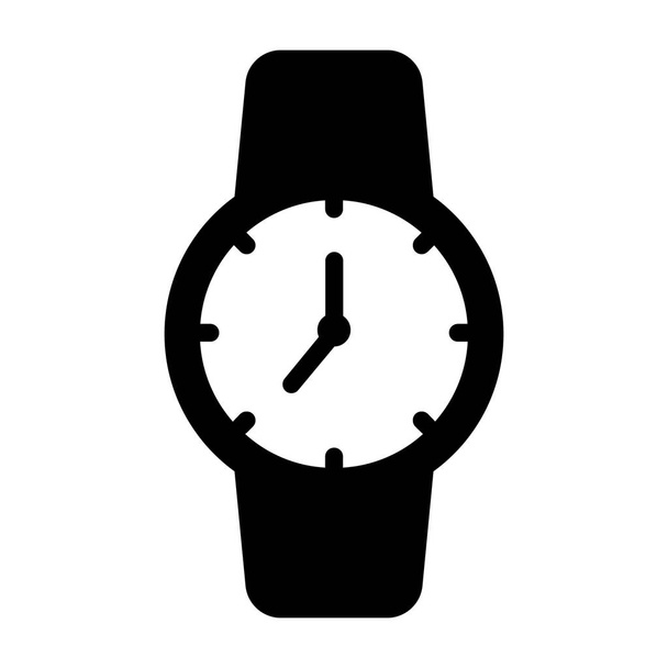 Wristwatch icon in glyph design. - Vector, afbeelding