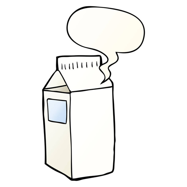 коробка с мультяшным молоком и речевой пузырь в гладком градиентном стиле
 - Вектор,изображение