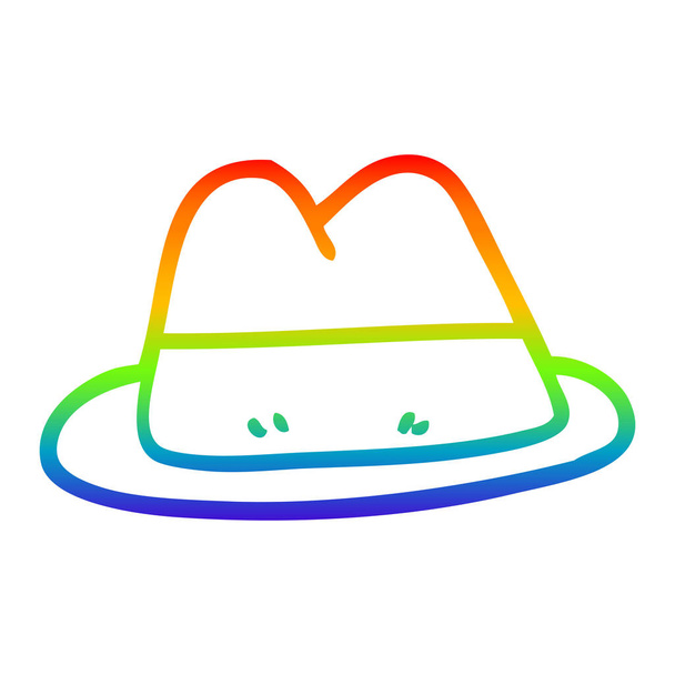 rainbow gradient line drawing cartoon old style hat - Vector, Image