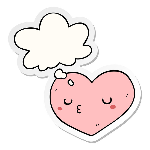 καρτούν αγάπη καρδιά και φούσκα σκέψης ως τυπωμένο αυτοκόλλητο - Διάνυσμα, εικόνα