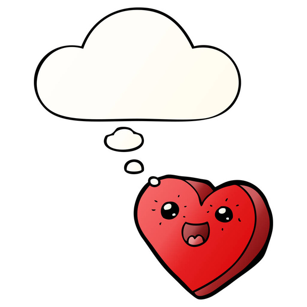 heart cartoon character and thought bubble in smooth gradient st - Vector, Image