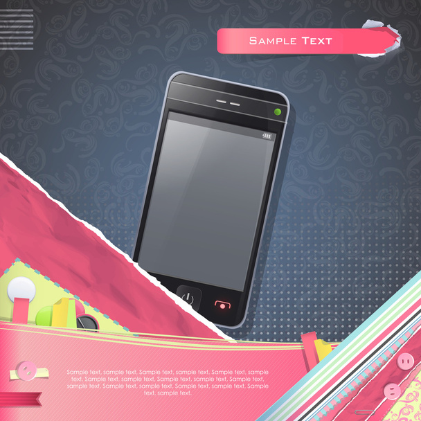 Nice design with realistic phone. Vector illustration. - Vector, Image