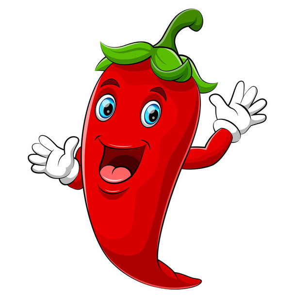 Happy chili cartoon character - ベクター画像