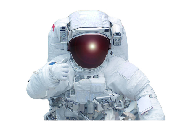 L'astronauta mostra al segno una classe, in tuta spaziale, isolata su sfondo bianco. Elementi di questa immagine sono stati forniti dalla NASA
 - Foto, immagini
