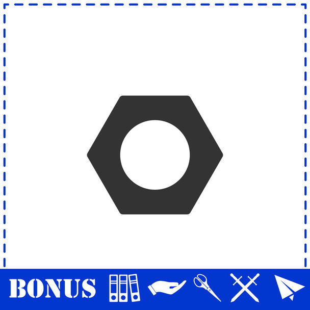 Hex nut icon flat - Vector, Image