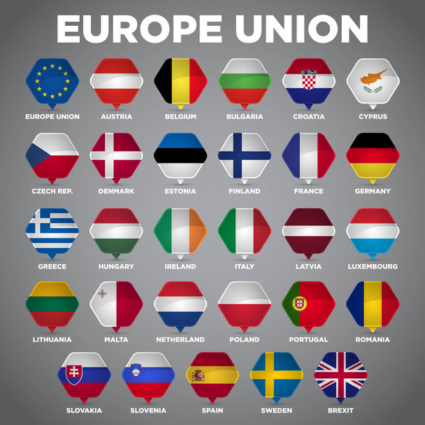 Europa União Pin Point Nation Bandeiras
 - Vetor, Imagem