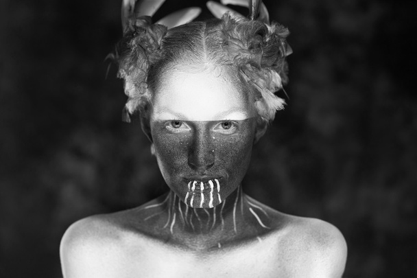 Young beautiful fashion model with creative makeup close-up portrait.halloween - Fotografie, Obrázek