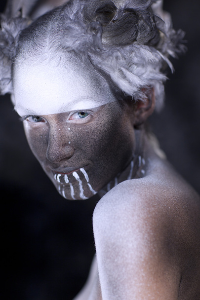 Young beautiful fashion model with creative makeup close-up portrait.halloween - Φωτογραφία, εικόνα