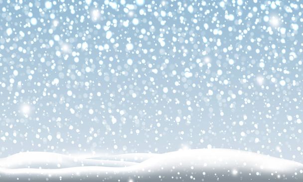 Snow falling in the winter Christmas background vector illustration - Vector, Image