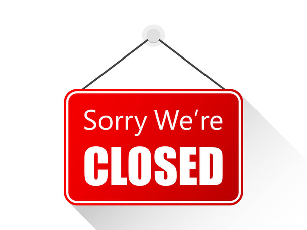 Sorry we are closed sign on door store Vector Illustration - Vector, Image