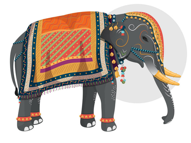 Zeichentrickfigur des Elefanten auf weißem Hintergrund. - Vektor, Bild