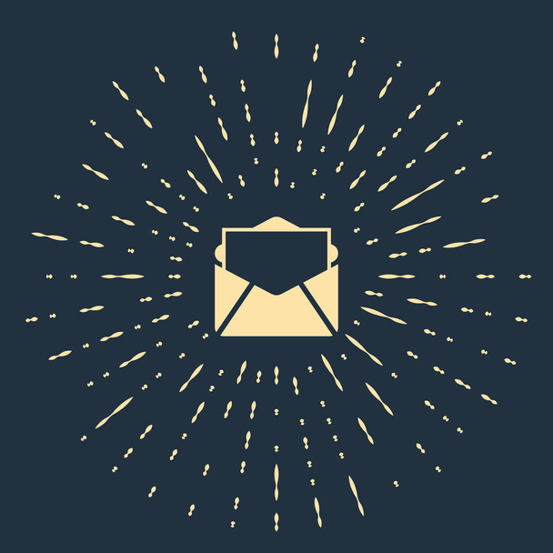 Μπεζ mail και το εικονίδιο ηλεκτρονικού ταχυδρομείου απομονώνονται σε σκούρο μπλε φόντο. Σύμβολο ηλεκτρονικού ταχυδρομείου με σύμβολα φακέλου. Σήμα μηνύματος ηλεκτρονικού ταχυδρομείου. Αφηρημένο κύκλος τυχαίες τελείες. Απεικόνιση διανυσματικών φορέων - Διάνυσμα, εικόνα