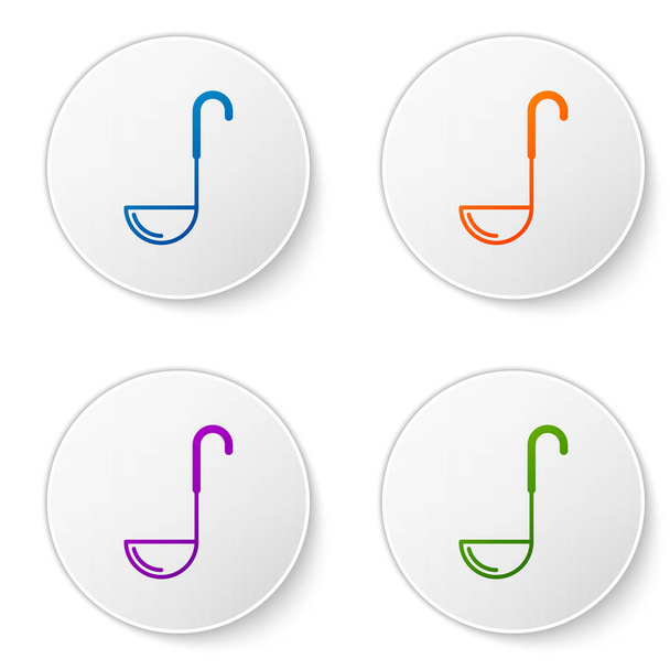 Color Kitchen ladle icon isolated on white background. Cooking utensil. Cutlery spoon sign. Set icons in circle buttons. Vector Illustration - Vector, Imagen