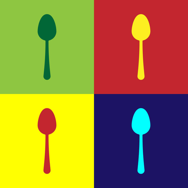 Color Spoon icon isolated on color background. Cooking utensil. Cutlery sign. Vector Illustration - Vector, Image